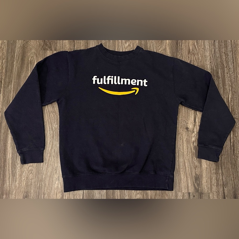 Vintage Men’s Amazon Fulfillment Logo Black Fleece Sweatshirt - Size Large